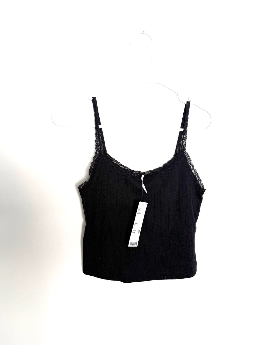 Urban Outfitters Out From Under Black Lace-Trim Ribbed Cami Tank Top